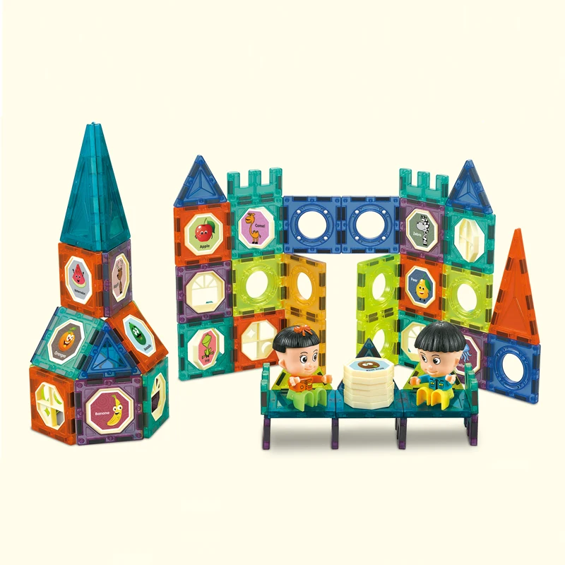 Child education DIY brick game toys colorful magic magnetic blocks with 98pcs