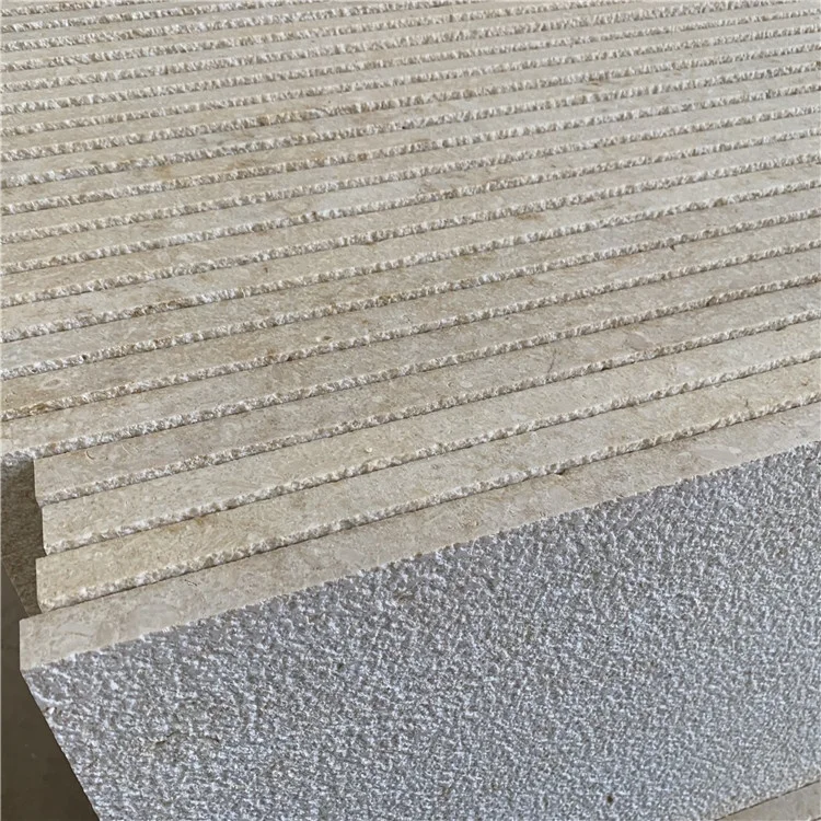 Natural Beige Limestone For Outdoor Floor Tiles bushhammed face wall cladding tiles