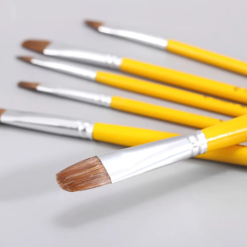 Soododo Freehand Watercolor Acrylic Flat Head Art Painting Brush 1-12# Wolf Hair With Wood Handle Oil