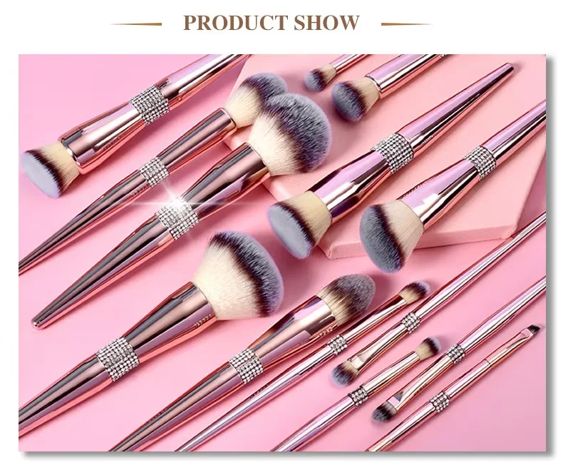 Custom logo 10PCS Professional Makeup Brushes Wholesale Synthetic Makeup Brushes Pink Brush Set Makeup