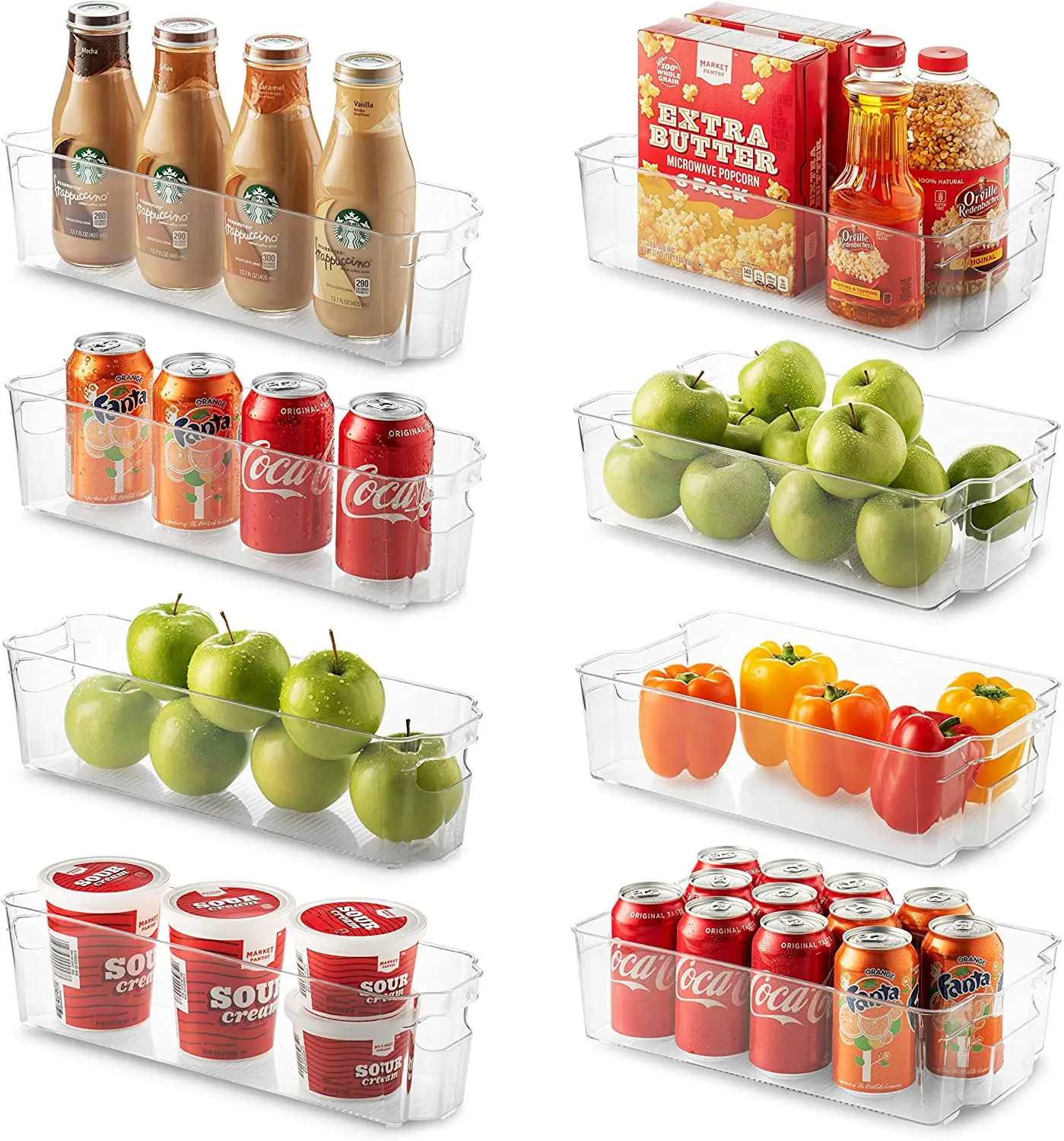 Refrigerator Storage Organizer Bins Clear Plastic Bins For Fridge Freezer Kitchen Cabinet Pantry Organization set of 8