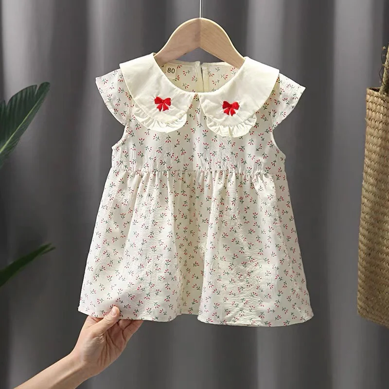 Two Piece Set Red Pink Infant Bubble Sleeves Baby Girls Dresses With Shoulder Bag Birthday Dress For 1 Year Baby Girl