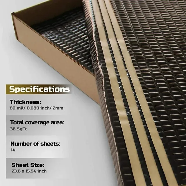 Car Sound Dampening Material for Car Trunk Door Floor  Ceiling with Black AU foil