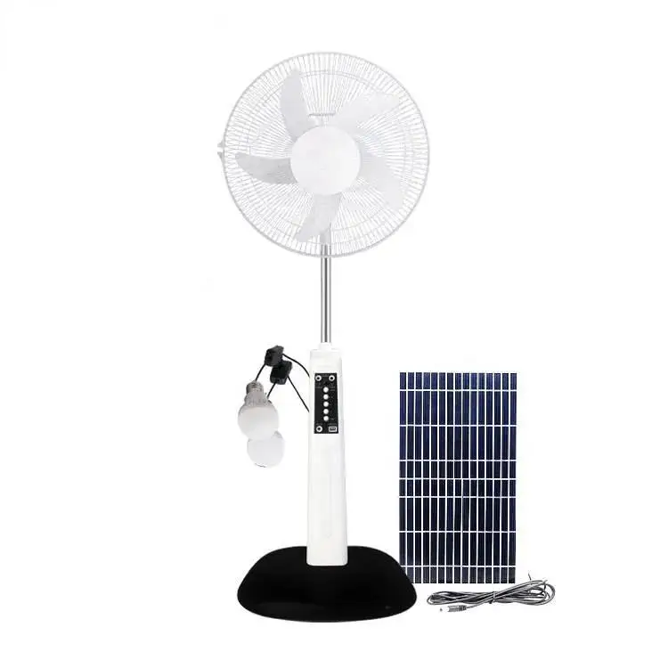 Solar Charging fan 6v 16 Inch Brushless Rechargeable Standing Battery Emergency with solar panel  Pedestal Electric Fan