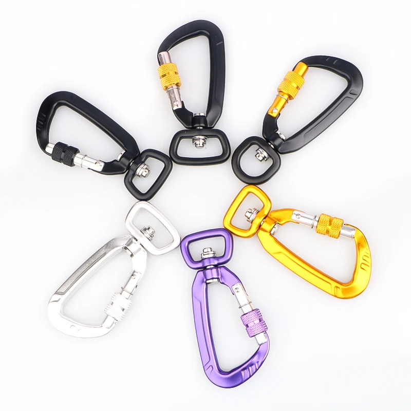 Aviation aluminum rotary lock dog leash hook with rotary locking pin Carabiner Climbing
