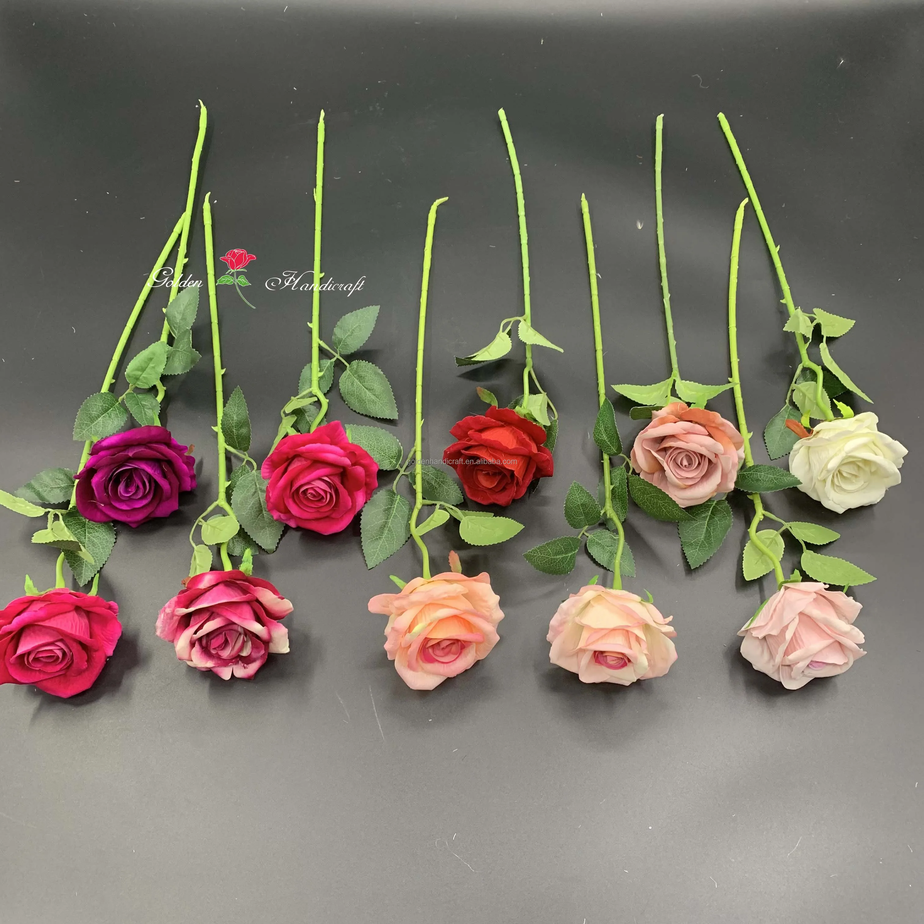 QSLH G-248 wholesale cheap roses flower single stem velvet rose artificial flower for wedding decoration