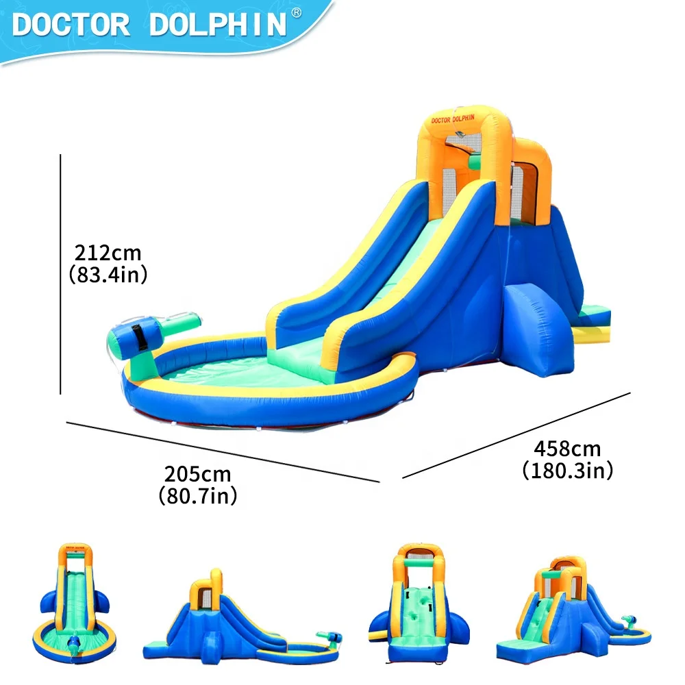 Doctor Dolphin New Hot Kid Entertainment Inflatable Jump Bouncy Castle Bounce House With Water Gun And Slide