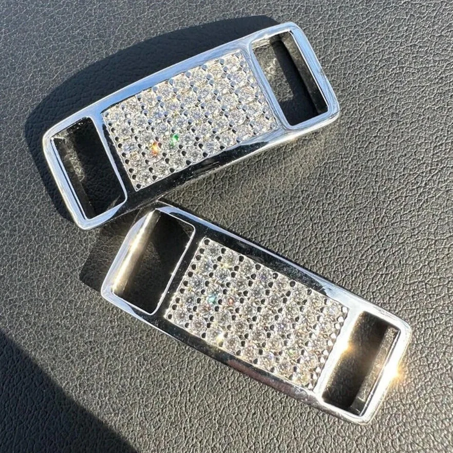 Pass Diamond Tester Vvs Moissanite Shoe Tags Iced Out Round Brilliant Cut Diamond Laces Locks Fine Jewelry Findings