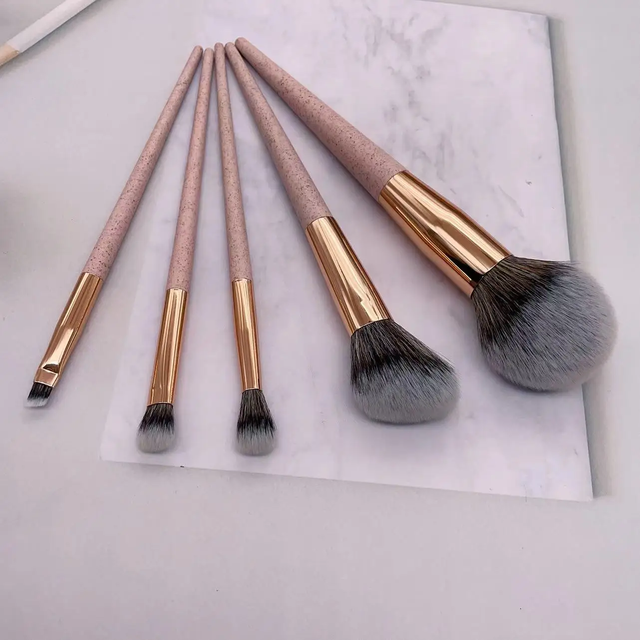 YRX 5Pcs Wheat Straw Biodegradable Eco-Friendly  Beauty Tools Cruelty Free Non-Pollution Custom Makeup Brush