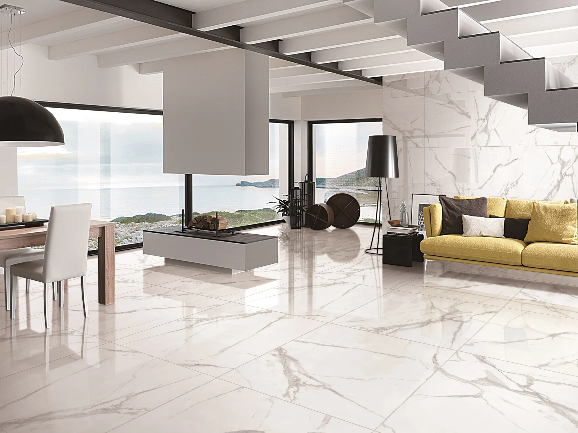 
Polished glazed floor tile ceramic piso carrara white marble look villa wall porcelanato 24x24 ceramic tile 