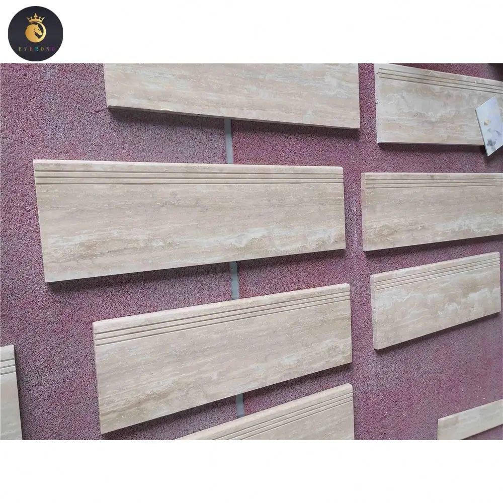 EV Wholesale Light Beige Natural Travertine Tiles Polished Indoor Outdoor Hotel Use Staircase Treads Travertine Tiles Turkey