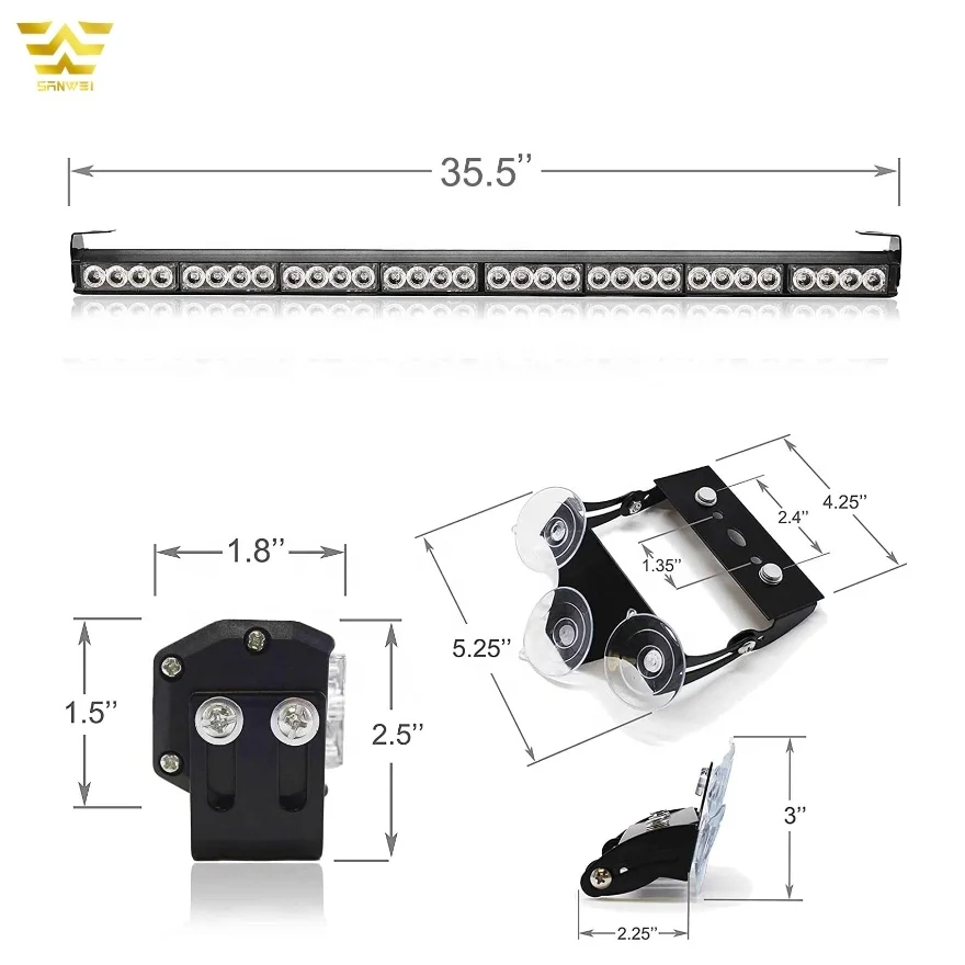 36 inch Strobe Flash Traffic Advisor Police Light bar for Vehicles Truck Car 12v Red Blue 32 LED Warning Emergency Strobe Lights