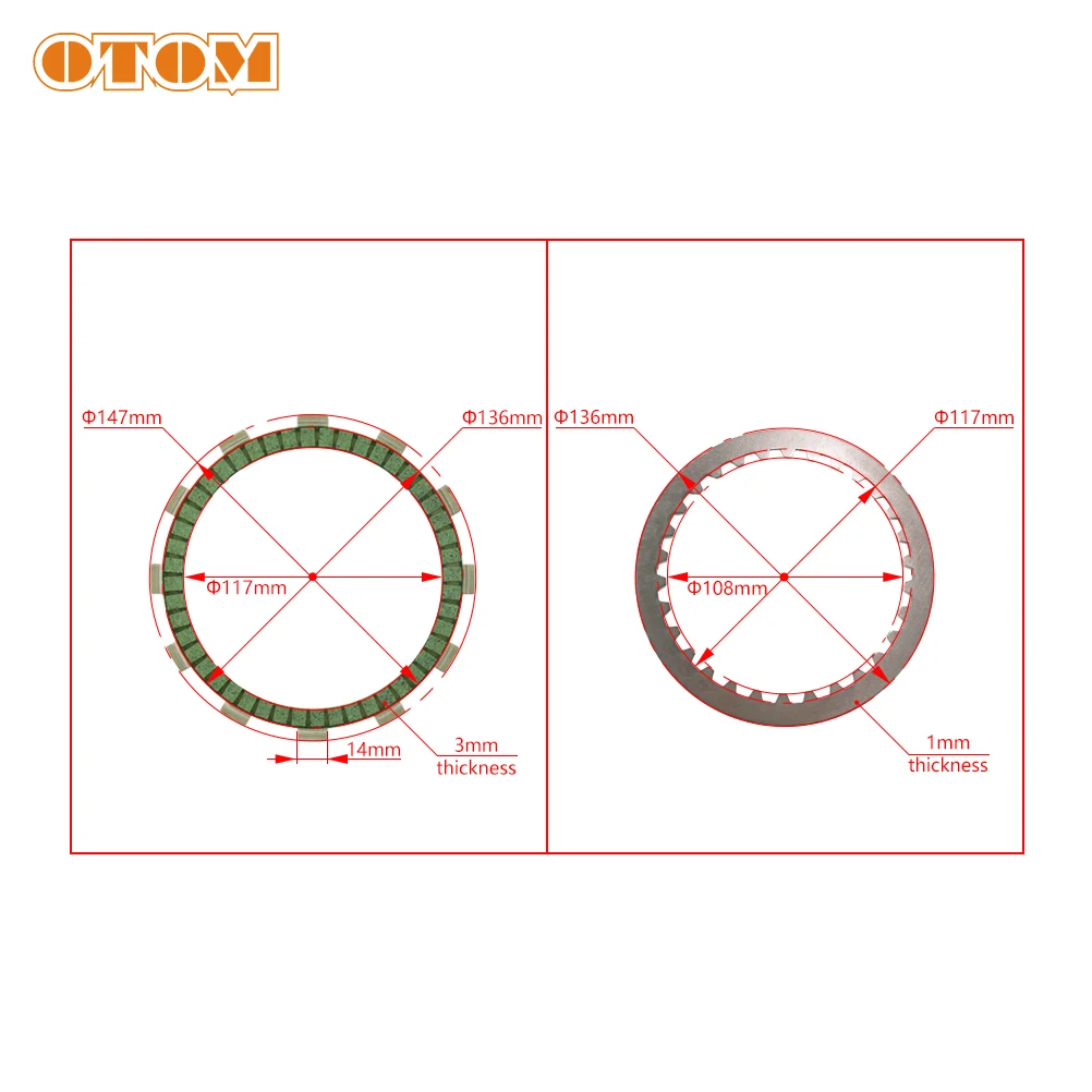 Детали двигателя OTOM ZONGSHEN NC250 NC450 фрикционные диски сцепления комплект стальных дисков