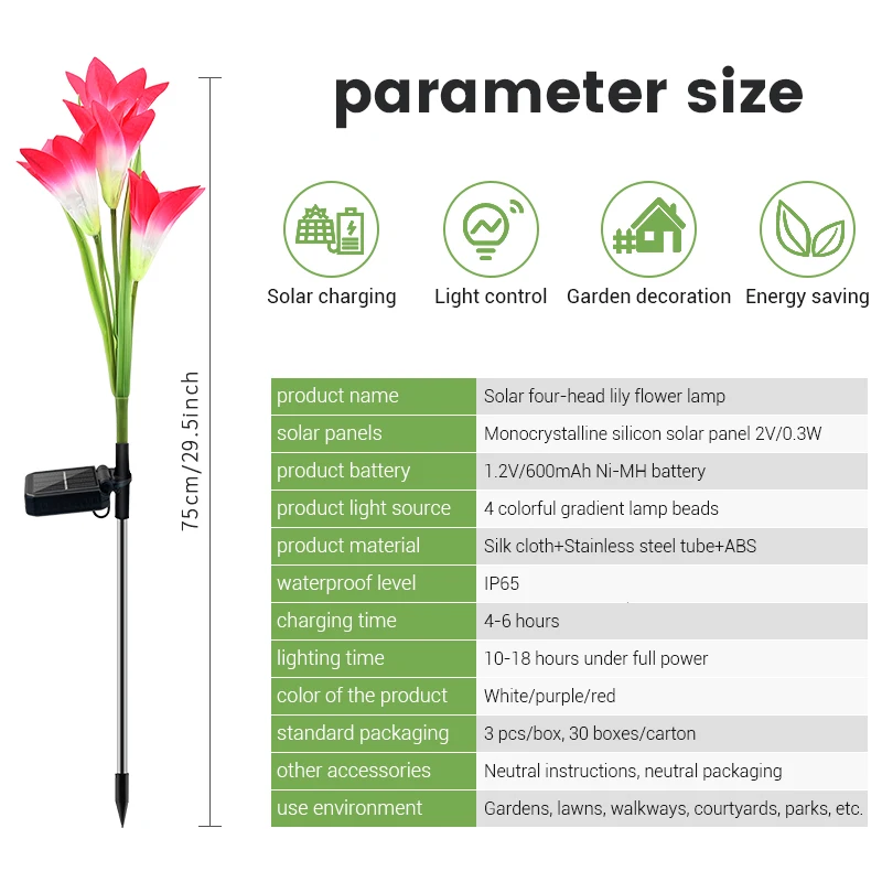 Hsx Oem Amazon Outdoor Solar Garden Lamp Christmas Decoration Ip65 Waterproof Multi-Color Changing Led Solar Lily Flower Lights