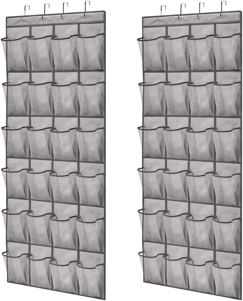24 Mesh Large Pockets Hanging on Wall Shoe Storage Bag Organizer over Door Rack for Men Women Kids Shoes Storage Bin Organizer