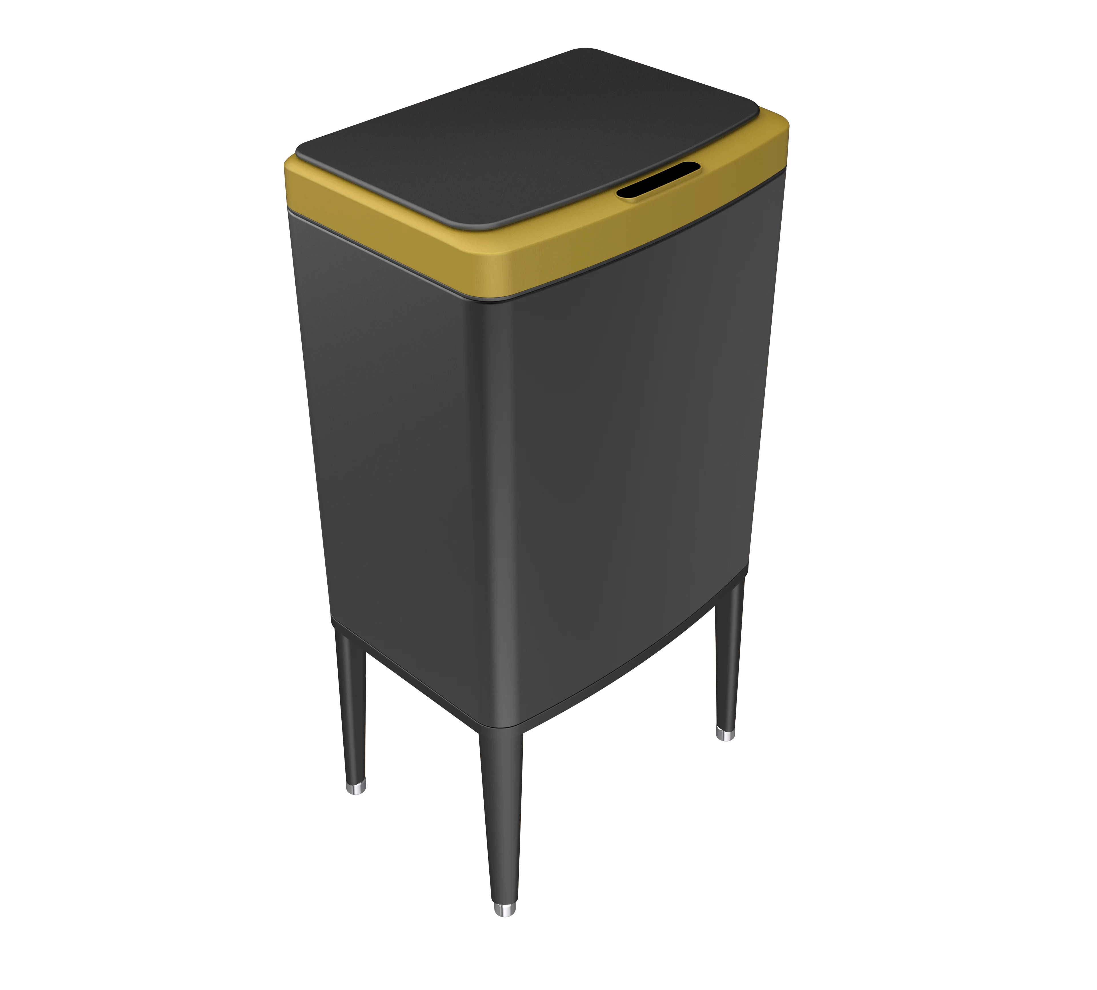15 L Kitchen Trash Can with Lid with Legs Modern Slim Waste Basket for Bedroom Bathroom Living Room Office  Garbage  can