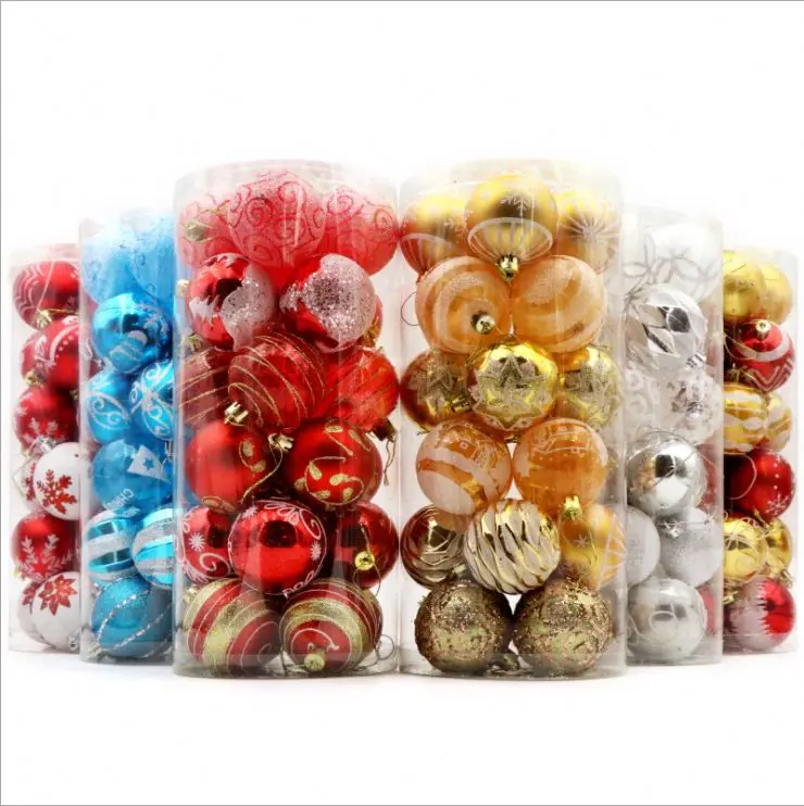 
24pcs and 12pcs 6cm plastic christmas tree ornaments colorful christmas bauble balls 