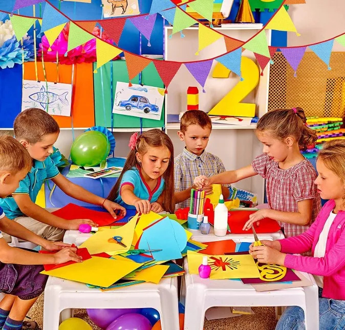 Party Pennant Flag Tassel Multicolor Spring Camping New Banner Birthday Baby Themed Party Banner Bunting Flags