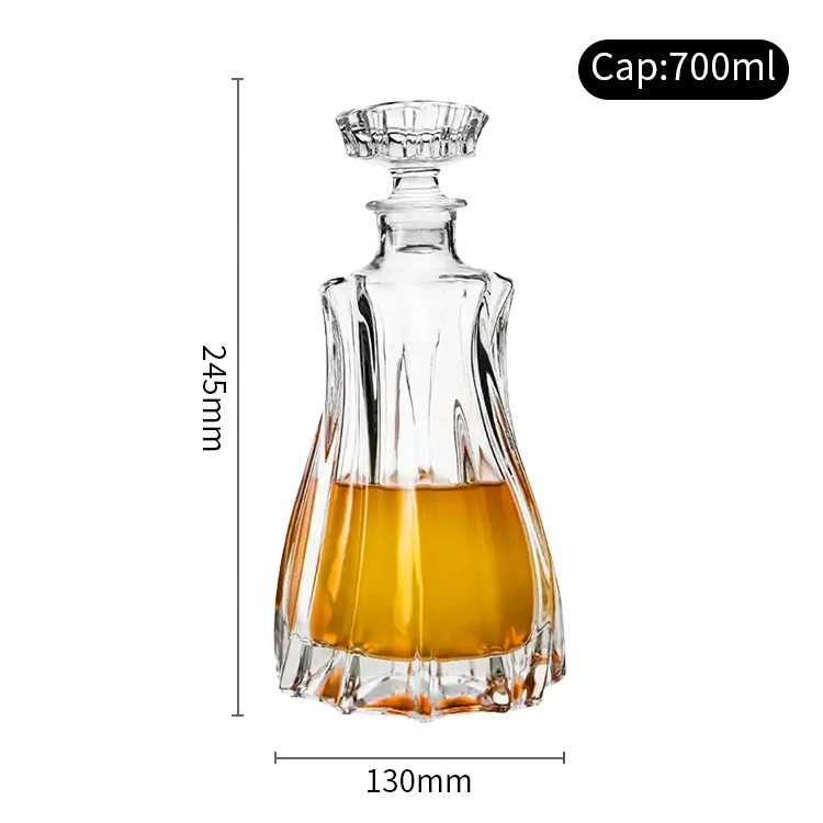 Wholesale Unique Whiskey Glass 700ml Lead-free Glass Whiskey Stone Wine Glasses Decanter Set for Jack Daniels Whiskey
