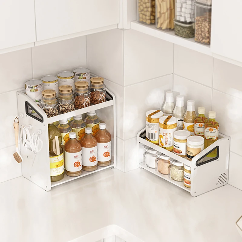 portable wooden spices for kitchen black cabinet countertop storage spoon rack standing seasoning organize space saving