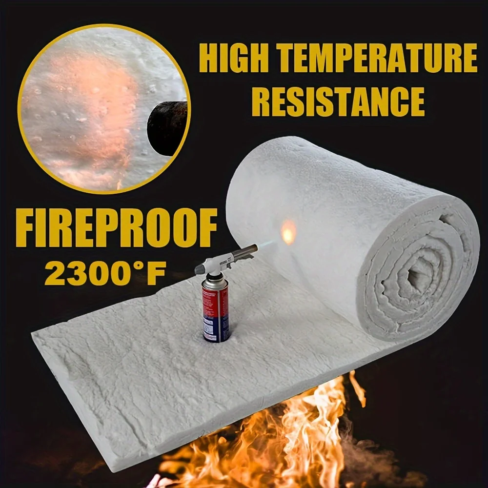 Fireproof Ceramic Fiber Blanket Fabric High-Temperature Resistant Insulation For Ovens, Kilns, Forges & Fireplaces