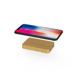 Wholesale print logo mobile charger fast charging waterproof slim bamboo 5000mah gift wooden wireless power bank set