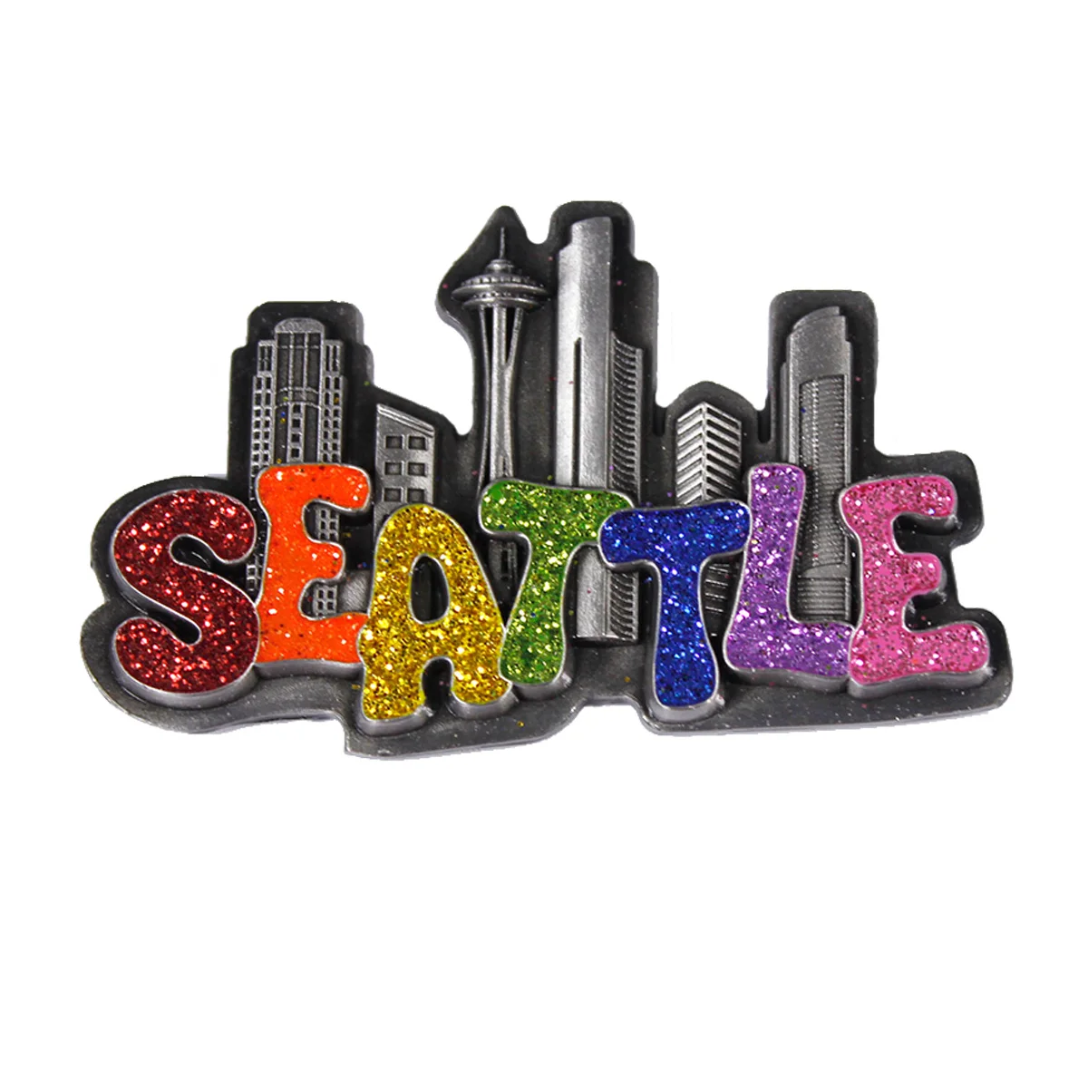 2023 New colorful glitter seattle building fridge magnet for tourist souvenir