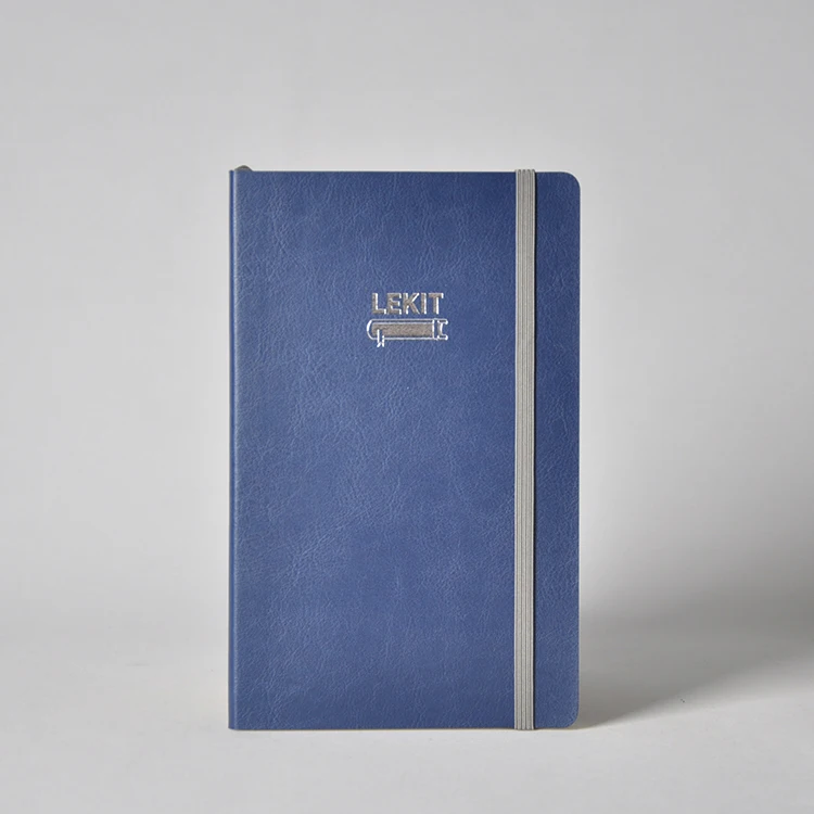 2024 Hot Sale Navy Soft Cover High Quality Lined NoteBooks A5 Custom Logo Business Pu Leather Note Book for Gift
