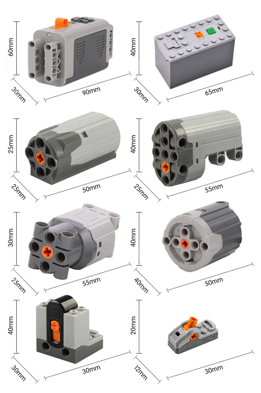 Stemedu MOC Building Block MOC Technics Parts AA Battery Box Train Power Function Part M L XL Motor For Le.goeds