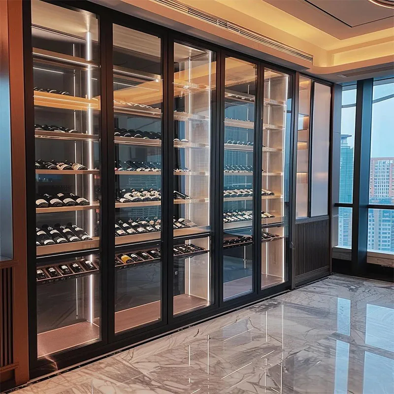 Ресторан, стеклянный винный шкаф, Современный барный шкаф, напольный охладитель постоянной температуры, стеллажи для хранения винного погреба