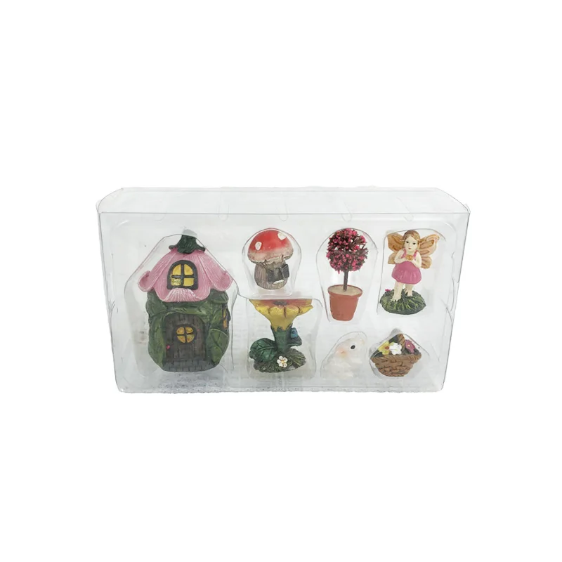 New Arrival Cute Mini Fairy Garden Miniatures Kit Garden Ornaments Resin Crafts Set of 7 pcs
