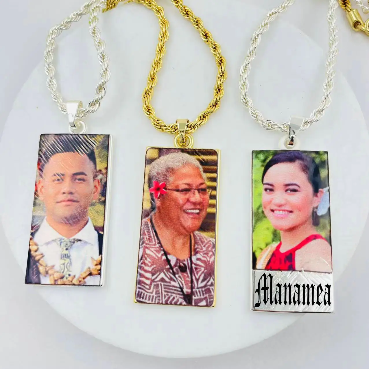 Printed picture Name necklace Nameplate with rope chain Hawaiian Samoan birthday graduation gifts Jewelry wholesale
