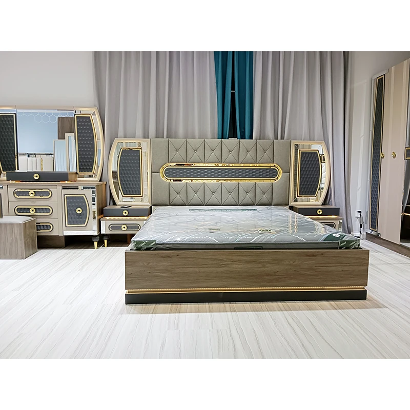 Modern Luxury Art Designer Bedroom Set High-End Villa Large Size Furniture with Storage Feature Wood Style MDF for Hotels