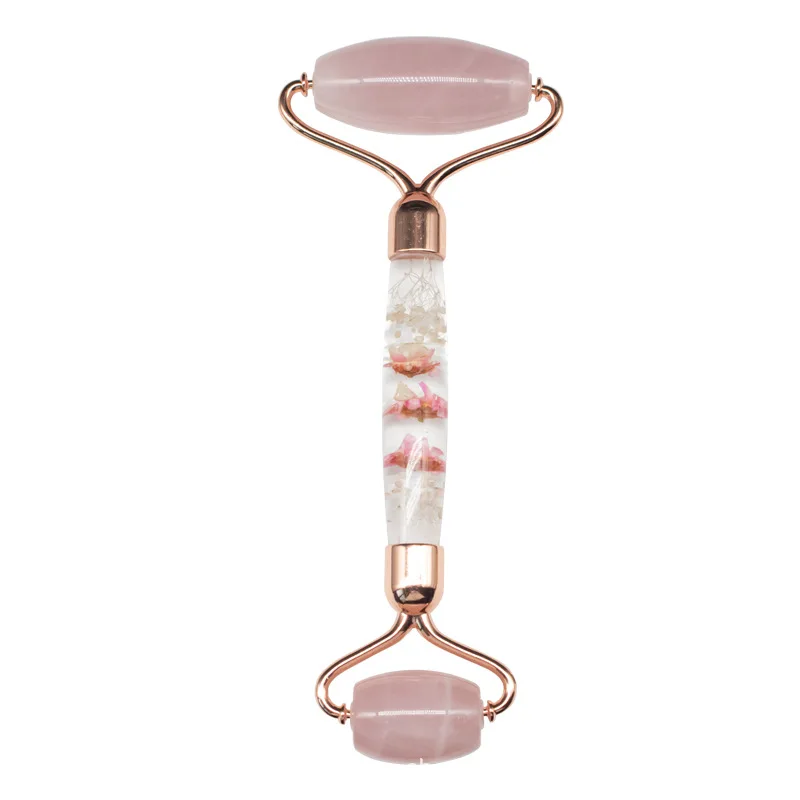 
Premium Quality Custom Box Flawless Contour Natural Stone Anti Aging Facial Pink Rose Quartz Face Roller For Massager Face 