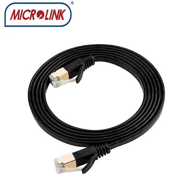 50 FT Flat RJ45 CAT7/CAT8 Network LAN Ethernet SSTP 10Gbps Gigabit sftp  Patch Cable with Gold Plated RJ45