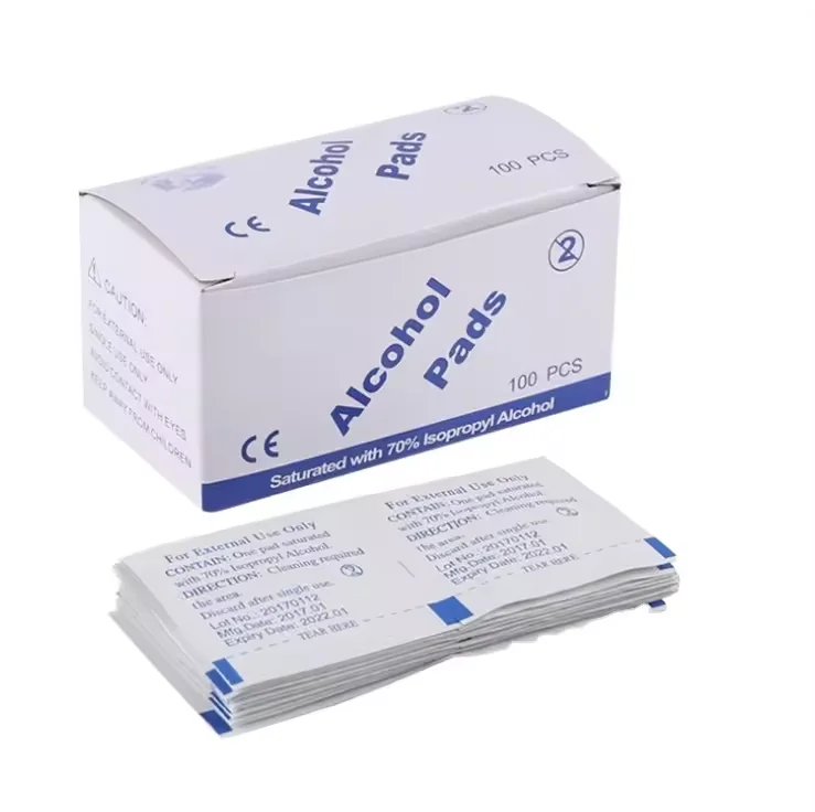 Wholesale 70% Antiseptic Prep Pads Antiseptic Clean gauze pad disinfectant wipes in Box Sterile Pads for Hotel Restaurant Home