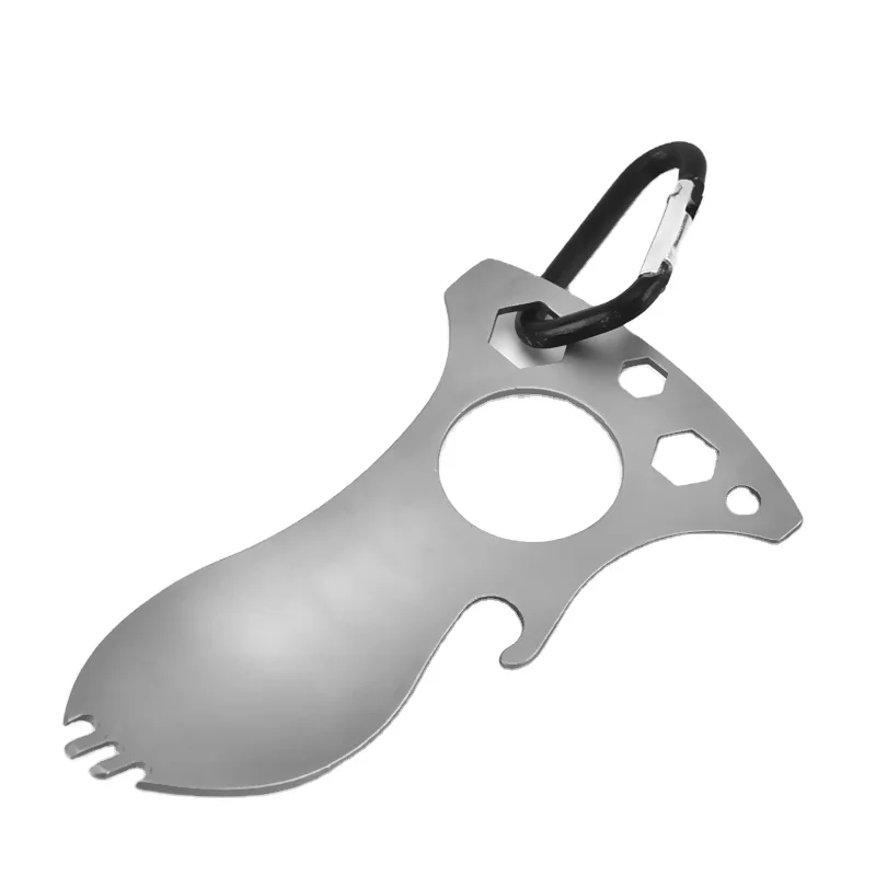 Japanese outdoor tableware metal multi function tableware with fork spoon Wrench multi function cutlery set