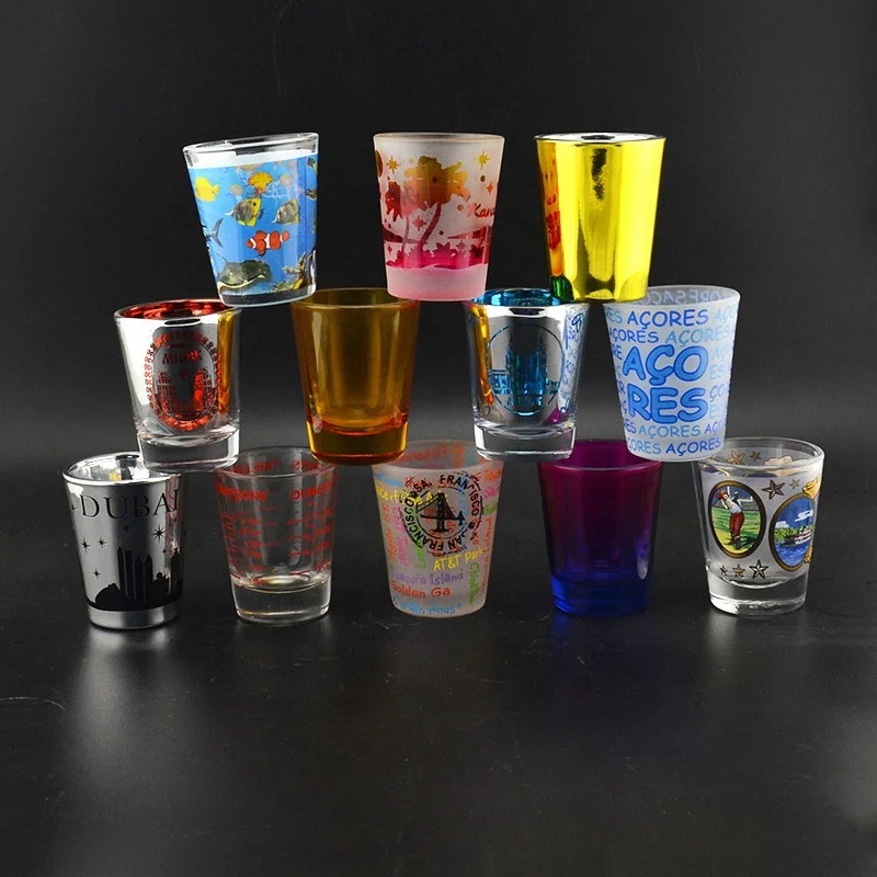 Hot selling 50ml 2 oz vodka glass cup shot glass mug dishwasher safe custom printing glasses bar cups
