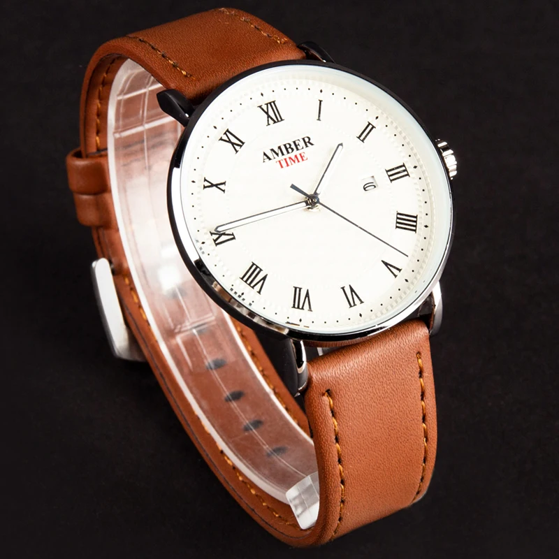 Minimalist Luxury Men Wrist Watch 30M Waterproof Business Casual Leather Strap Quartz Watch
