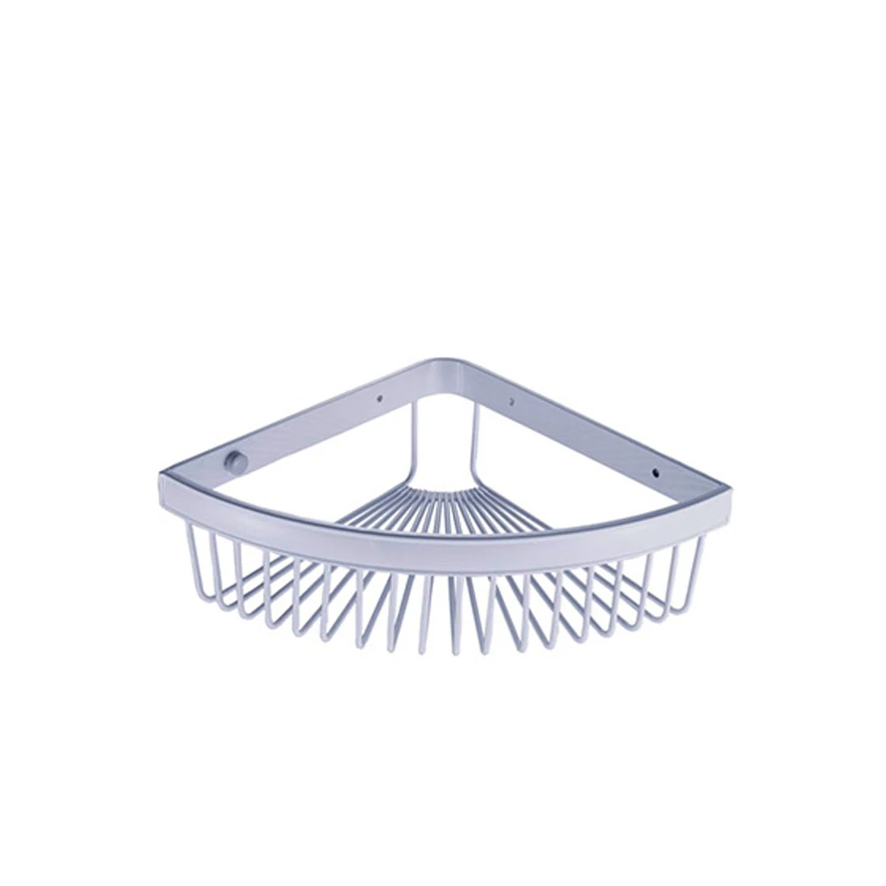 High quality retail small moq bathroom accessories shelves tir-angle netlike corner basket