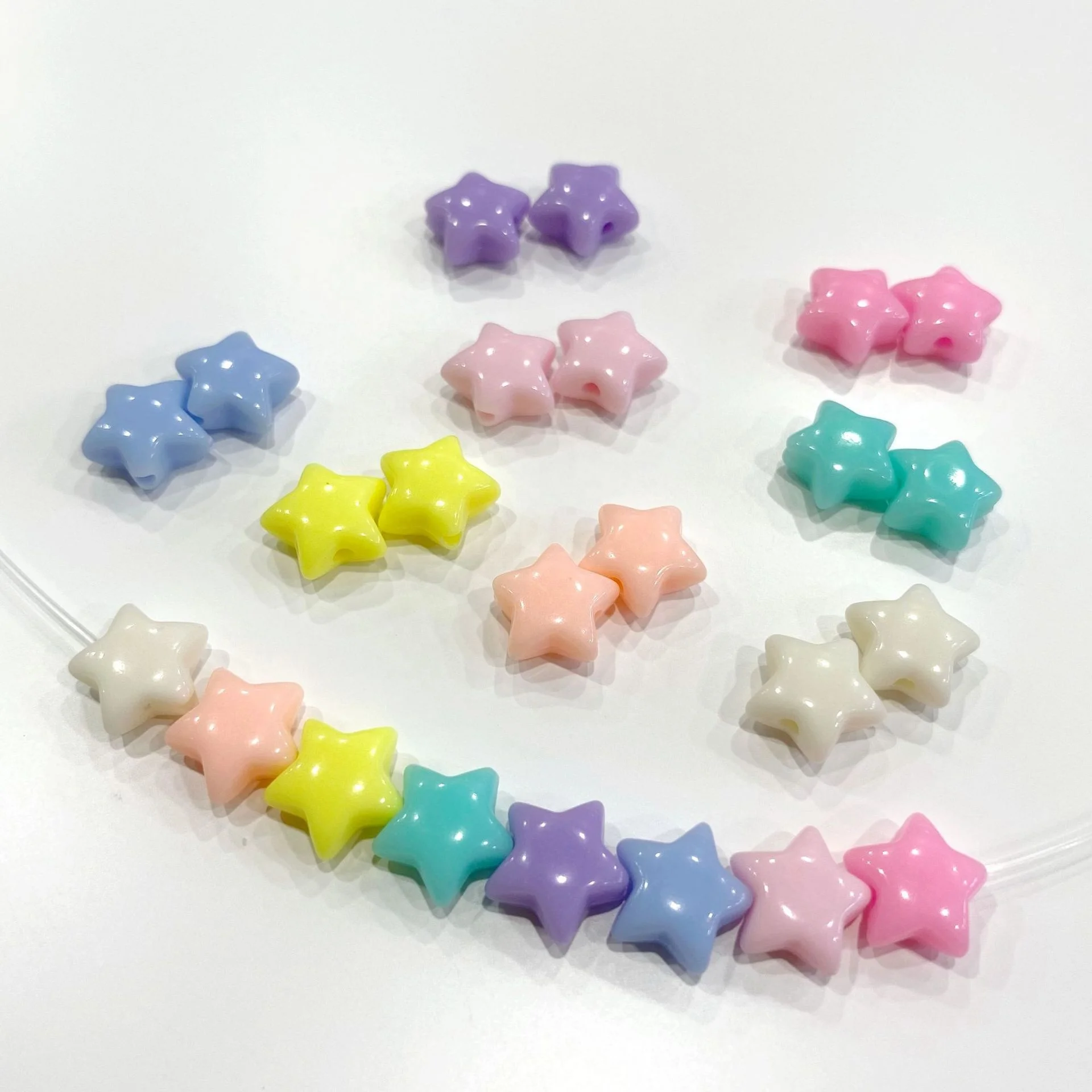 Wholesale Acrylic Plastic Candy Color Pony Beads Star Shaped Beads for Bracelets DIY Jewelry Making Accessories