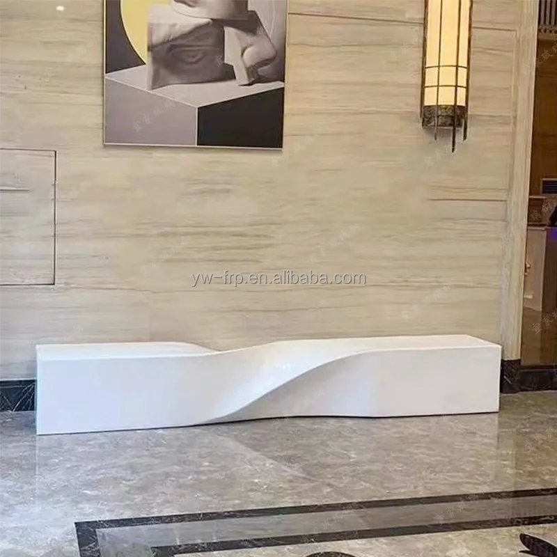 Long Leisure Fiberglass Waiting Chair Airport Shopping Mall Bench Lounge Seat For Public