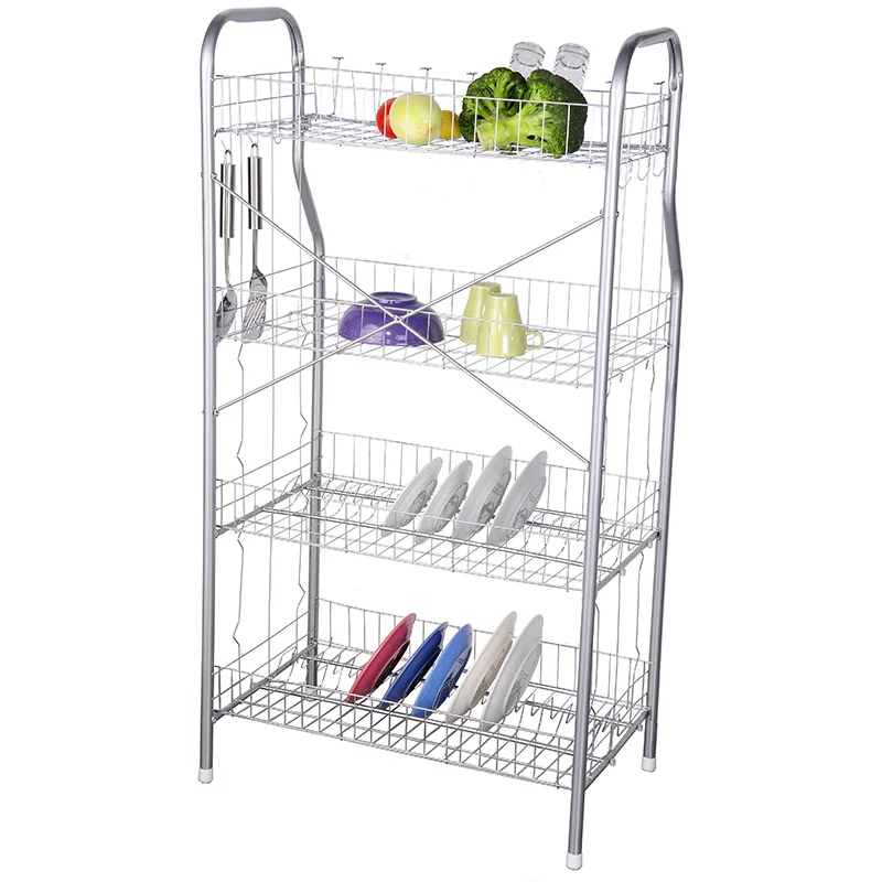 LINK BEST chromium 4 tier dish draining drying rack for kitchen