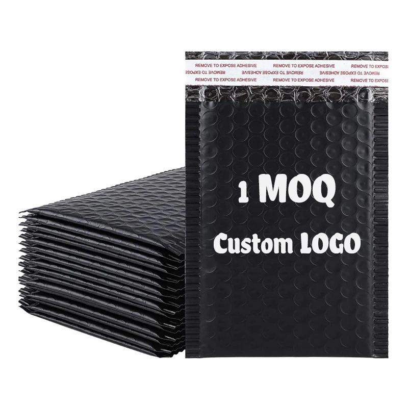 Custom Logo Poly Bubble Mailer Padded Envelope Colorful Tough Thick Black Pink Matte Bubble Packaging Shipping Mailing Bag