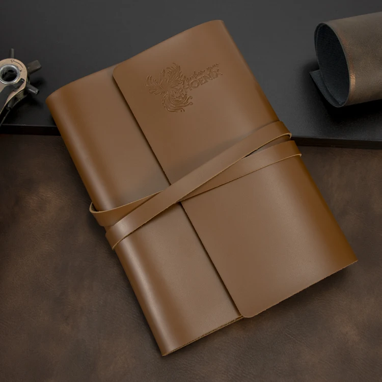 Personalized High Quality Soft A5 Leather Book Cover 8.7'*2.6 Custom Leather Notebook Refillable PU Leather Cover For Book