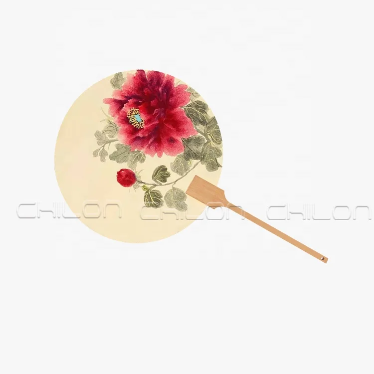 Printing promotional Round hand fan customized Wood hand fan