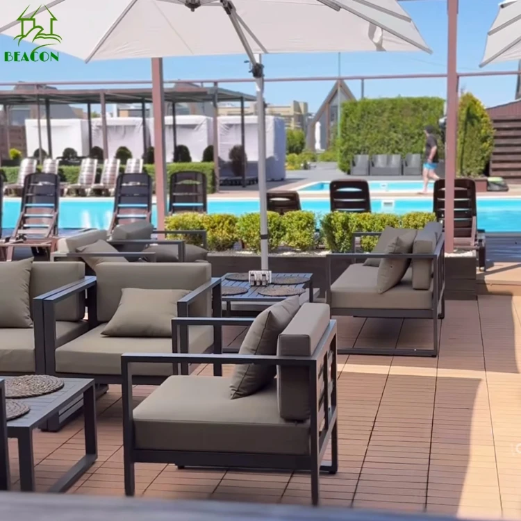 Patio Furniture Sofa Set Garden Lounge Sofa Outdoor Furniture Set Durable Modern Terrace Sets High Quality Aluminum Metal Sofa