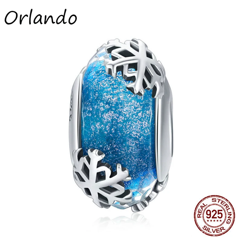 925 sterling silver charm snowflake beads for bracelet DIY Christmas gift Women Jewelry