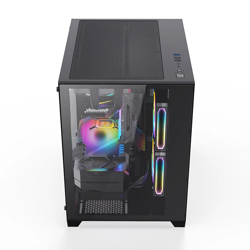 Wholesale Price Pc Gaming Case Atx Custom Pc Cabinet Computer Case With Rgb Strip Lights Gaming Case Pc Computer