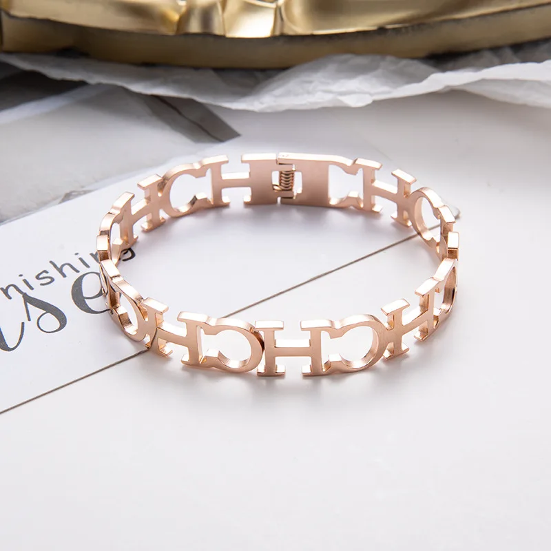 2022 Fashion Jewelry CH Letter Stainless Steel Bracelets & Bangles For Women Designer